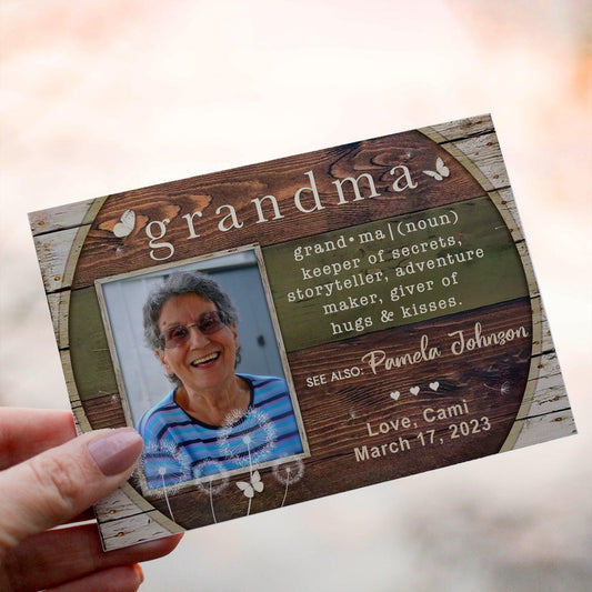 Personalized Crochet Doll with Photo Card "Definition of Grandma"