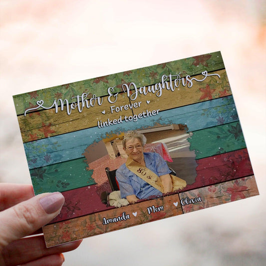 Personalized Crochet Doll with Photo Card "Mother & Daughter Forever Linked Together"