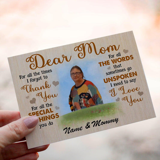 Personalized Crochet Doll with Photo Card "Dear Mom I love You"