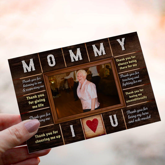 Personalized Crochet Doll with Photo Card "Mommy I Love You"