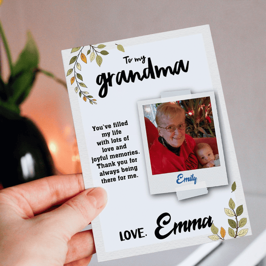Personalized Crochet Doll with Photo Card "To My Grandma"